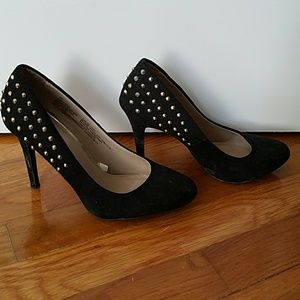 Black and gold studded heels